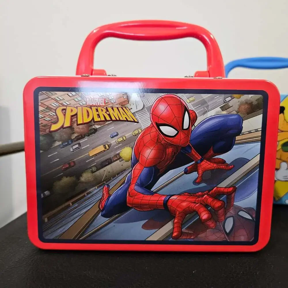 Lot of 4 collectible mini tin lunch boxes Disney Marvel Grogu Spider Man Mickey